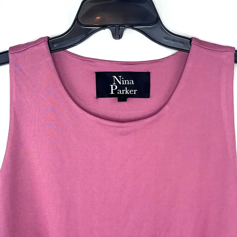 New Nina Parker Size 2X Crew Neck Pink Cropped Tank Top
